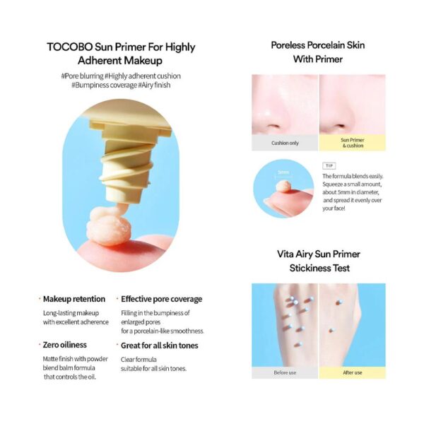 Tocobo - Vita Airy Sun Primer SPF50+ PA++++ (Protector solar con efecto primer) - Imagen 4