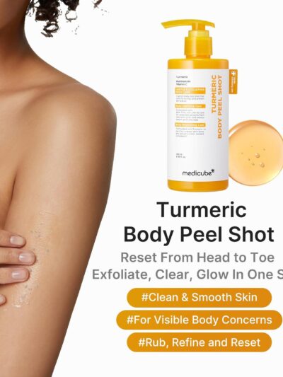 Medicube – Kojic Acid Turmeric Body Peel Shot (Exfoliante corporal que unifica el tono y mejora la textura)