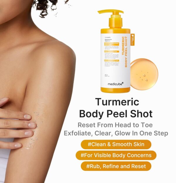 Medicube - Kojic Acid Turmeric Body Peel Shot (Exfoliante corporal que unifica el tono y mejora la textura) - Imagen 2